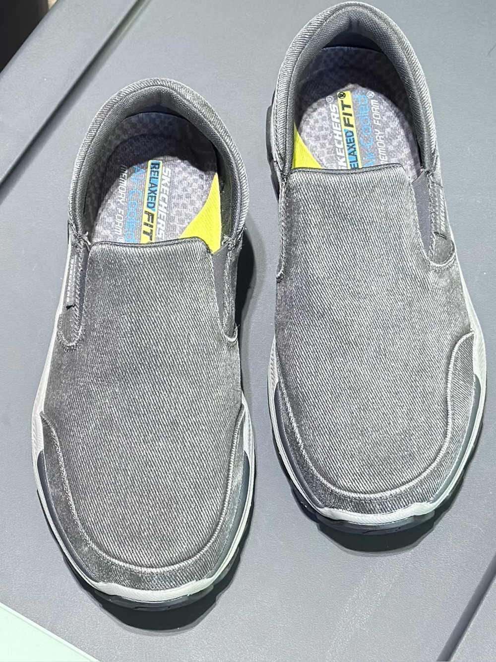 NEW Skechers Relaxed Fit Air-Cooled Memory Foam Men's Slip-On Sneakers Grey 10.5